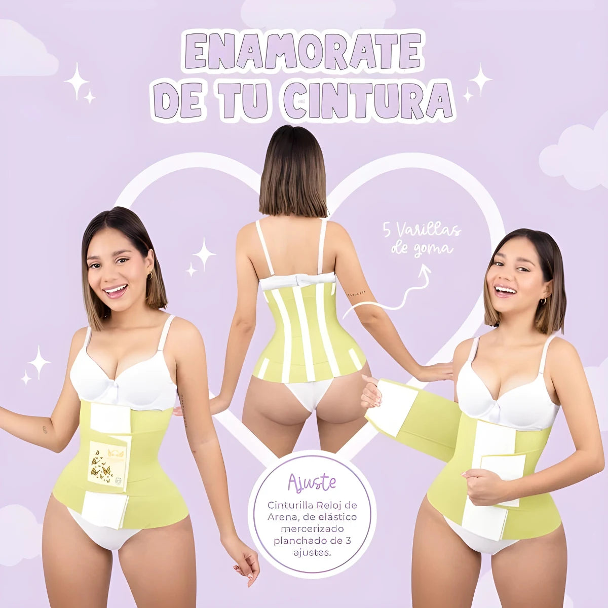 Faja reloj de arena amarillo mariposas